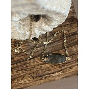 New 16 18" Gold Tone Stone Choker Necklace Gray Green Brown